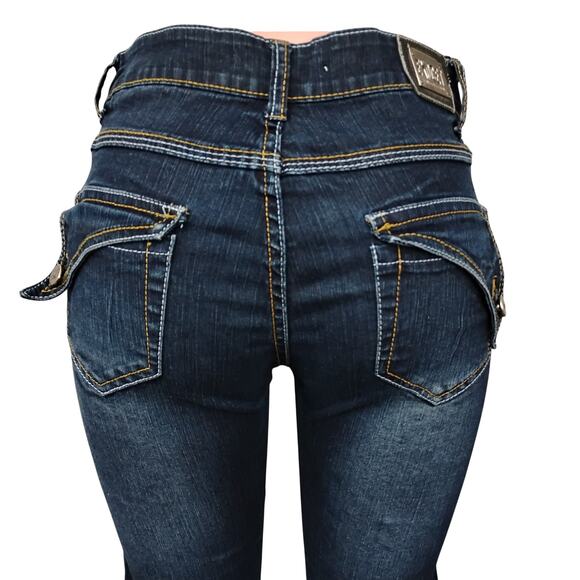 EXOCET Jeans Collection Capri Jeans Size 7 Junior Blue Wash Flap Back Pockets - Picture 4 of 13